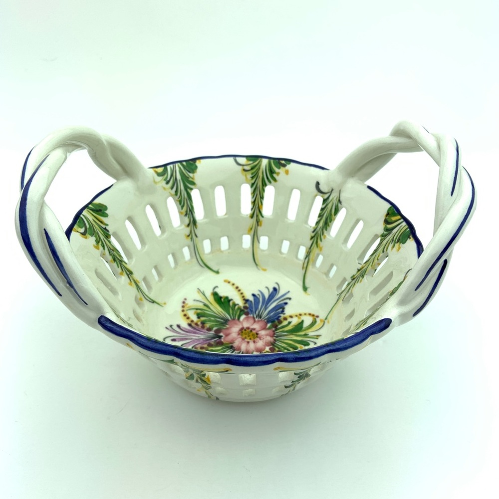 Portugal Hand Painted Ceramic Basket
